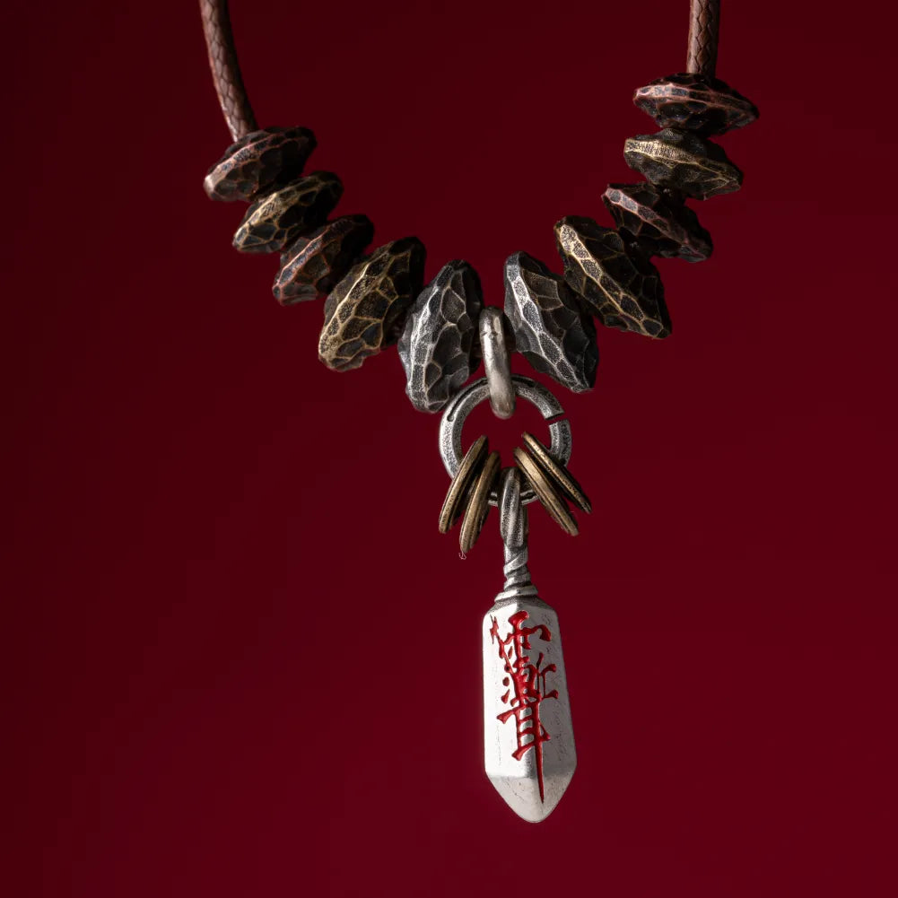 Ox.Silver With Brass With Cinnabar Masterblade Talisman Charm Details 09