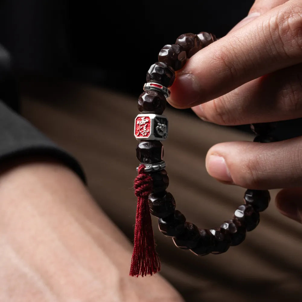 Ox.Silver With Cinnabar Bagua Mirror Spacer  Details 03