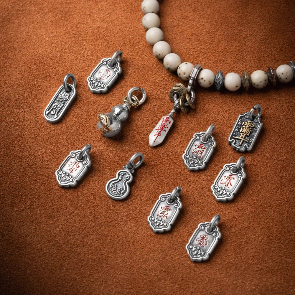 Ox.Silver With Cinnabar Bagua Mirror Spacer  Details 08