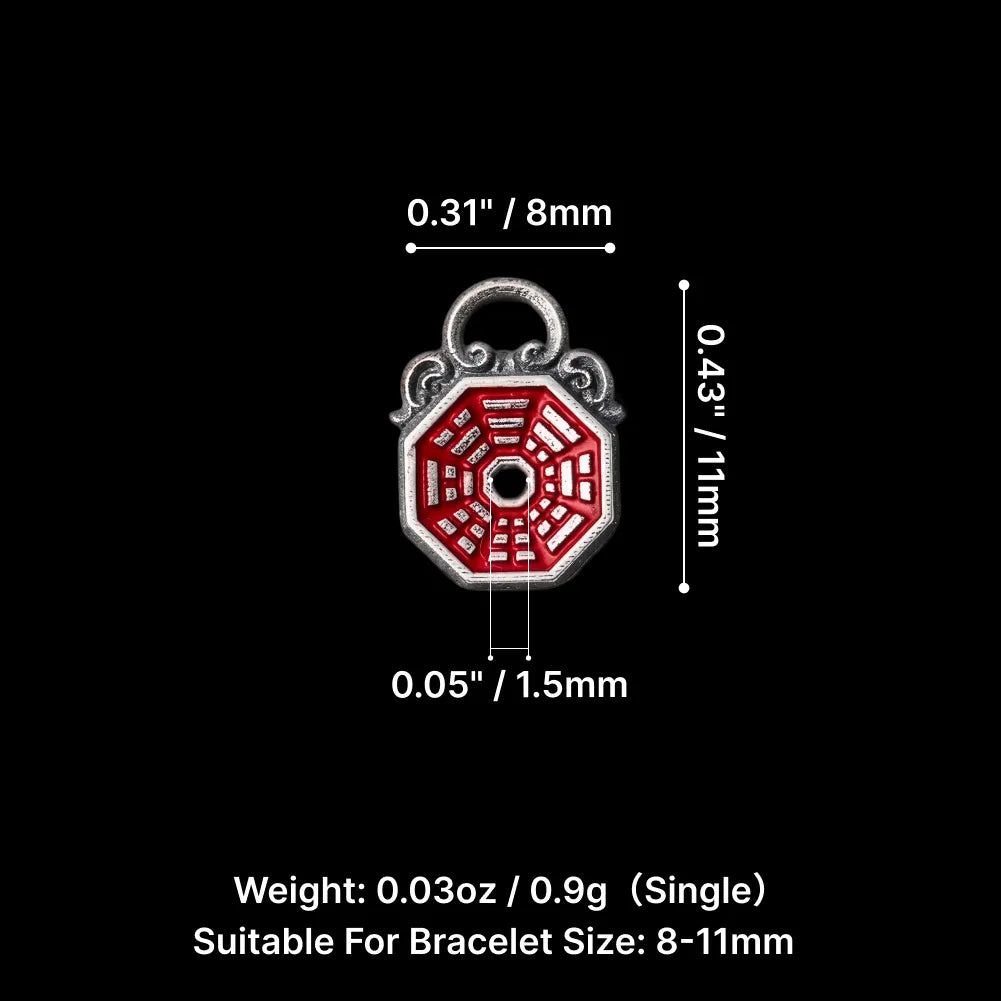 Ox.Silver With Cinnabar Bagua Mirror Spacer Parameter 01