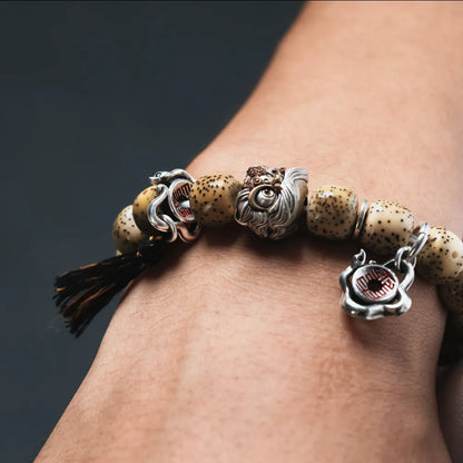 Ox.Silver With Cinnabar Snake Amulet Charm Details 03