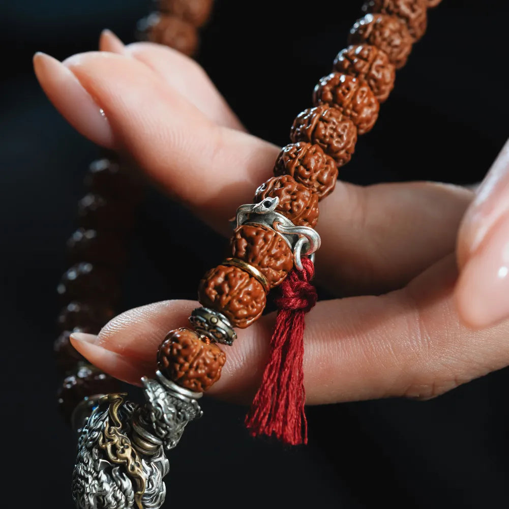 Ox.Silver With Cinnabar Snake Amulet Charm Details 08