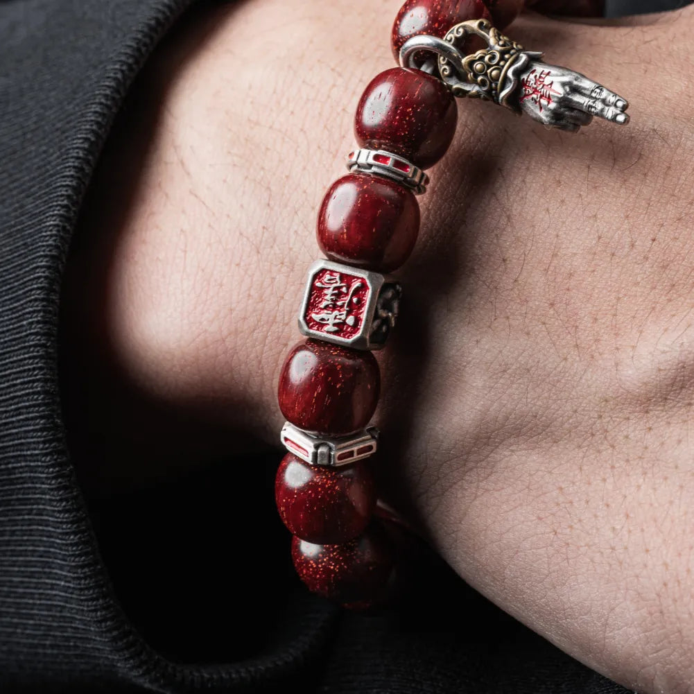 Ox.Silver With Cinnabar Yiyao Spacer Details 04