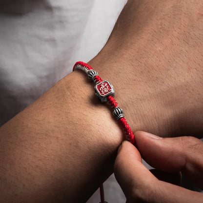 Ox.Sliver Taoist Mudra Guardian Bead Details 03