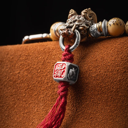 Ox.Sliver Taoist Mudra Guardian Bead Details 04