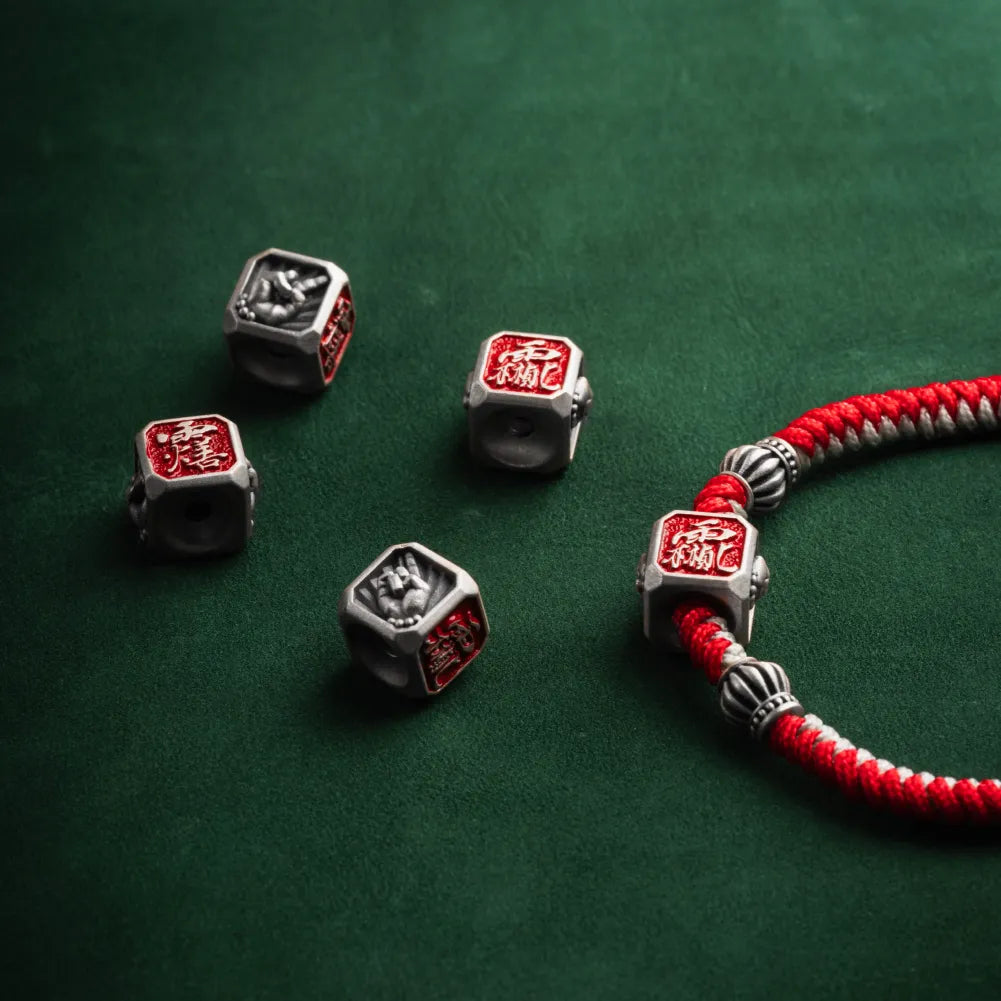 Ox.Sliver Taoist Mudra Guardian Bead Details 06