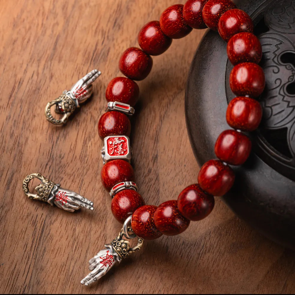 Ox.Sliver Taoist Mudra Guardian Bead Details 07