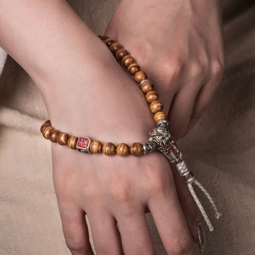 Ox.Sliver Taoist Mudra Guardian Bead Details 10