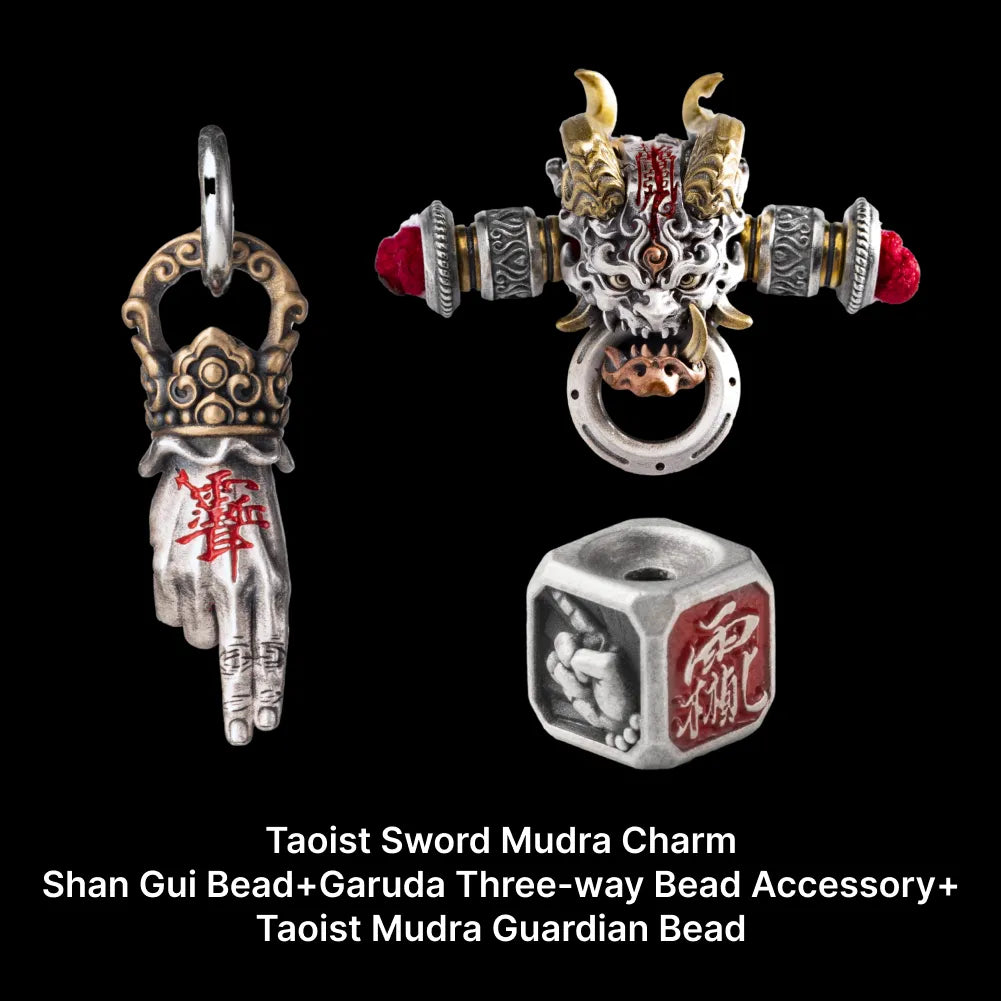 Ox.Sliver Taoist Mudra Guardian Bead Sku 11