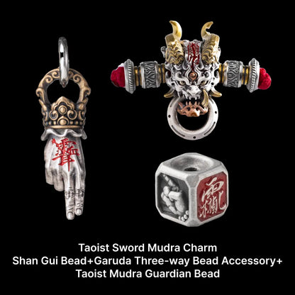 Ox.Sliver Taoist Mudra Guardian Bead Sku 11