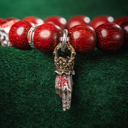 Ox.Sliver With Brass Taoist Sword Mudra Charm Details 02