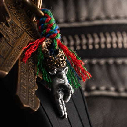 Ox.Sliver With Brass Taoist Sword Mudra Charm Details 05