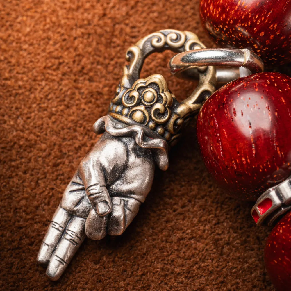 Ox.Sliver With Brass Taoist Sword Mudra Charm Details 10