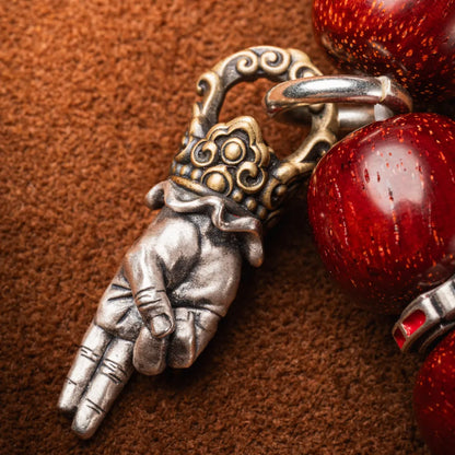 Ox.Sliver With Brass Taoist Sword Mudra Charm Details 10