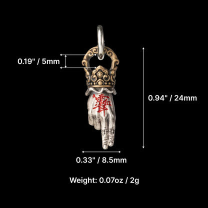 Ox.Sliver With Brass Taoist Sword Mudra Charm Parameter
