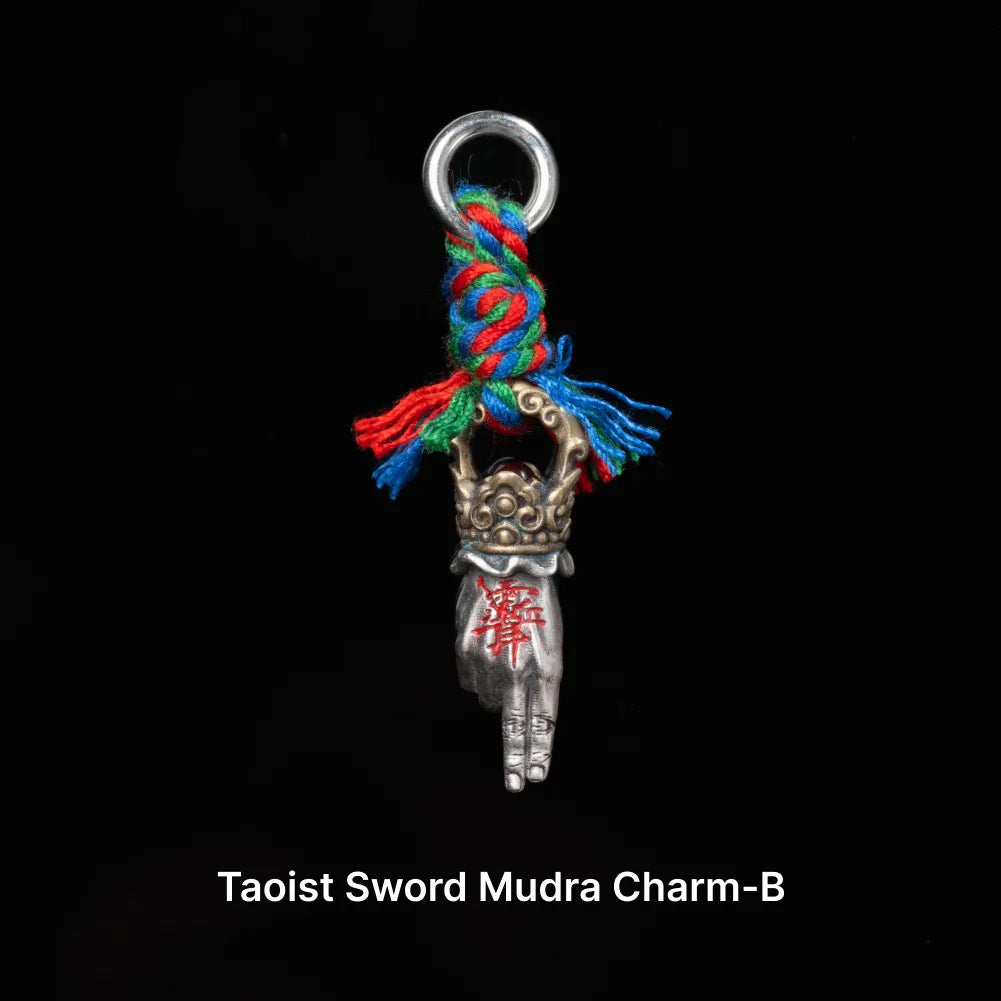 Ox.Sliver With Brass Taoist Sword Mudra Charm Sku 02
