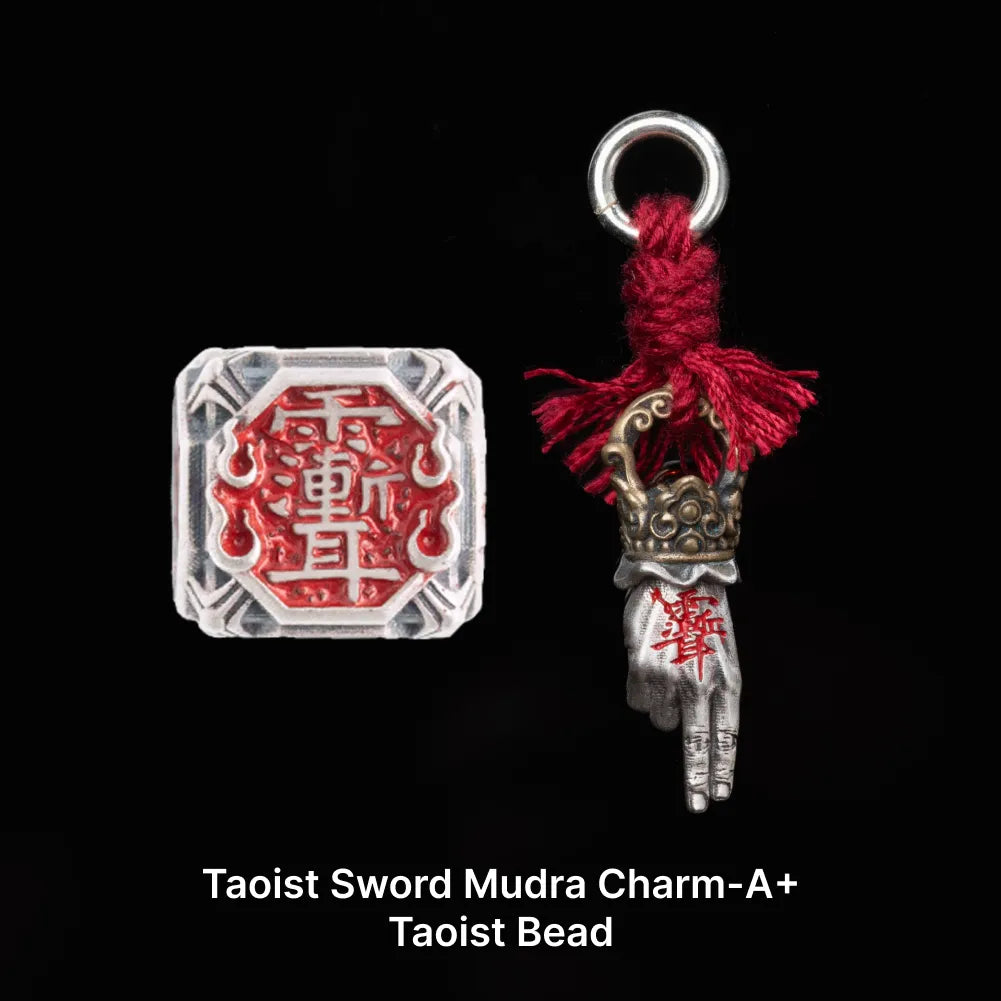 Ox.Sliver With Brass Taoist Sword Mudra Charm Sku 10