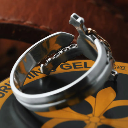 Ox.Sliver Witn Brass Judicator Blade Ring Details 08