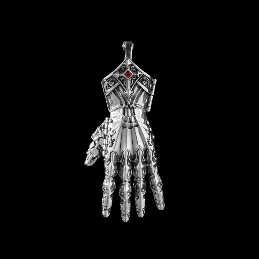 Oxidized Silver Armored Mechanical Hand Details 01