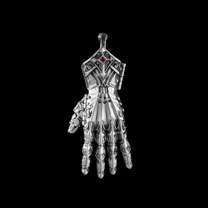 Oxidized Silver Armored Mechanical Hand Details 01