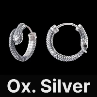 Hognose Snake Earrings Oxidized Silver & Black Zircon
