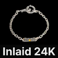 TaoTie Chain Bracelet - 6mm Ox.Silver & 24K Gold