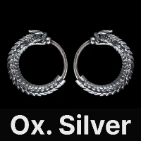 Ouroboros Earrings Oxidized Silver & Black Zircon