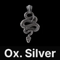Snake Pendant Oxidized Silver & Black Zircon