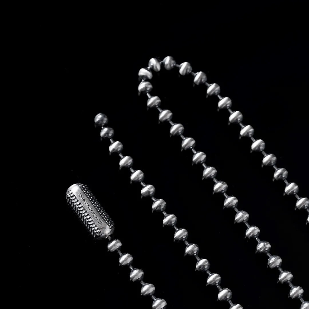 Snake Scale Ball Chain Necklace - 4mm Oxidized Silver