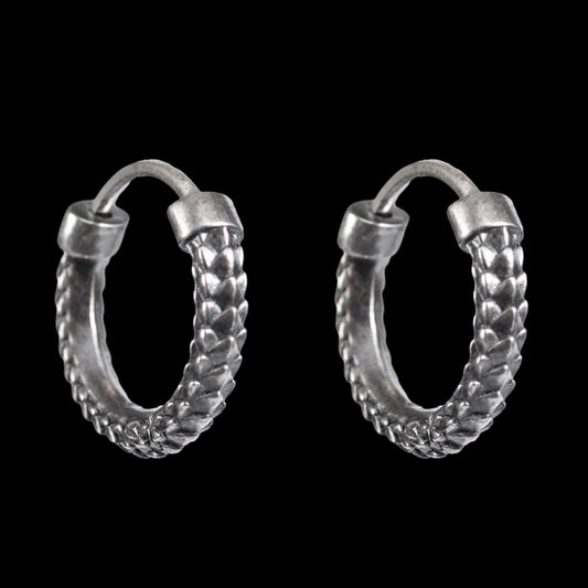 Oxidized Silver Snake Skin Earrings