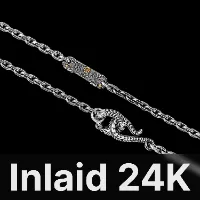 TaoTie Chain Necklace - 4mm Ox.Silver & 24K Gold