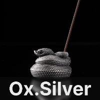 Hognose Snake Incense Holder Oxidized Silver & Black Agate