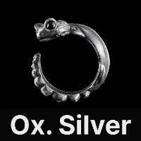 Knob Tail Gecko Ring Oxidized Silver & Black Agate