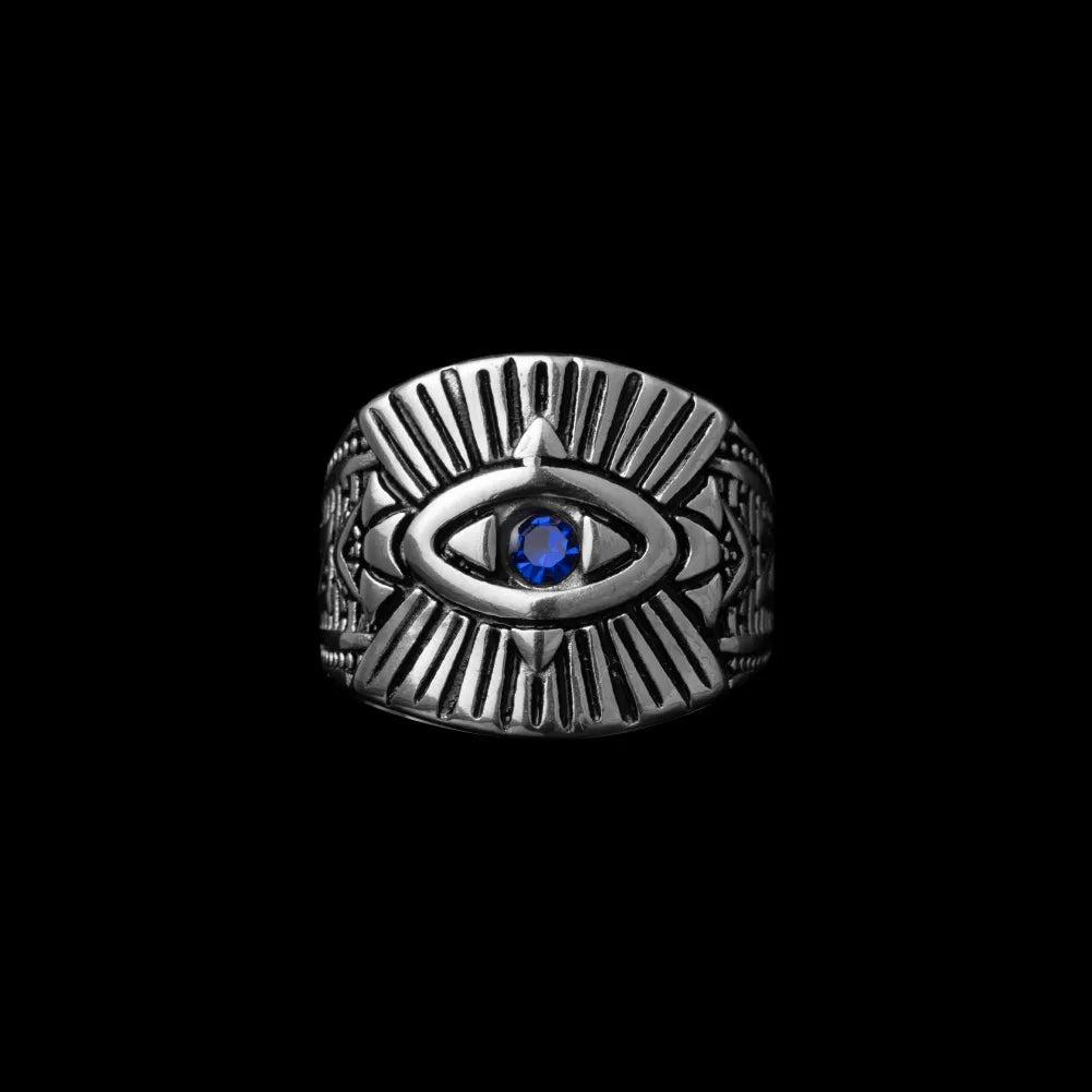 Polished Steel All-Seeing Eye Ring Details 01