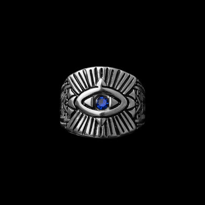 Polished Steel All-Seeing Eye Ring Details 01