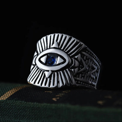 Polished Steel All-Seeing Eye Ring Details 03