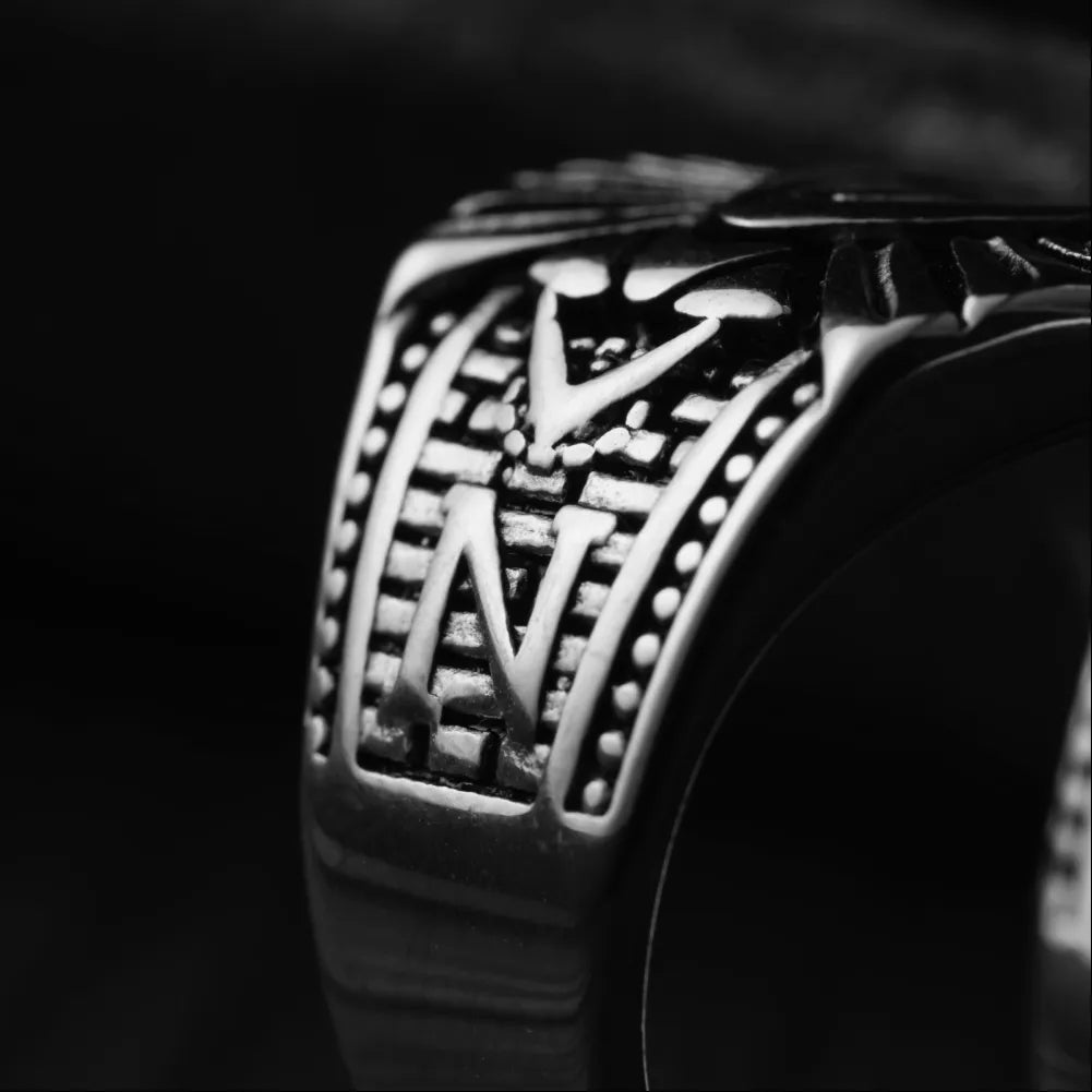 Polished Steel All-Seeing Eye Ring Details 04