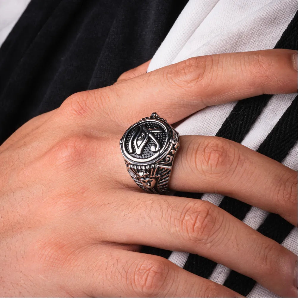 Polished Steel EYEternal Pharaoh Ring Details 03