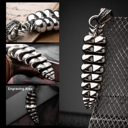 Polished White Bronze Rattlesnake Tail Pendant Details