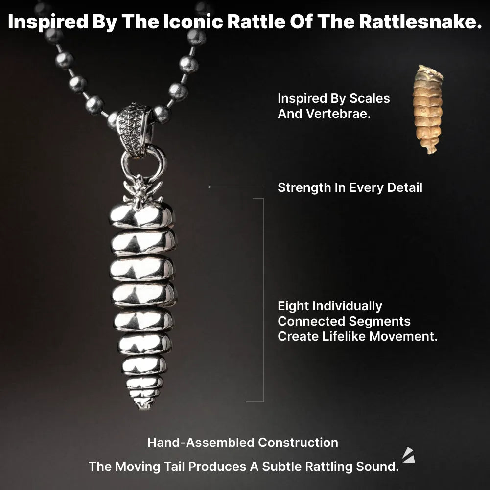 Polished White Bronze Rattlesnake Tail Pendant articulated segments