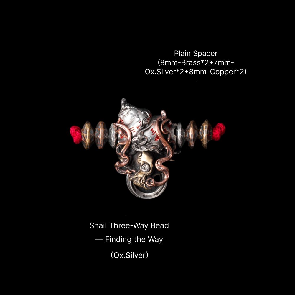 Snail Three-Way Bead - Finding the Way - Oxidized Silver - With Neck Cord A