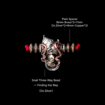 Snail Three-Way Bead - Finding the Way - Oxidized Silver - With Neck Cord A