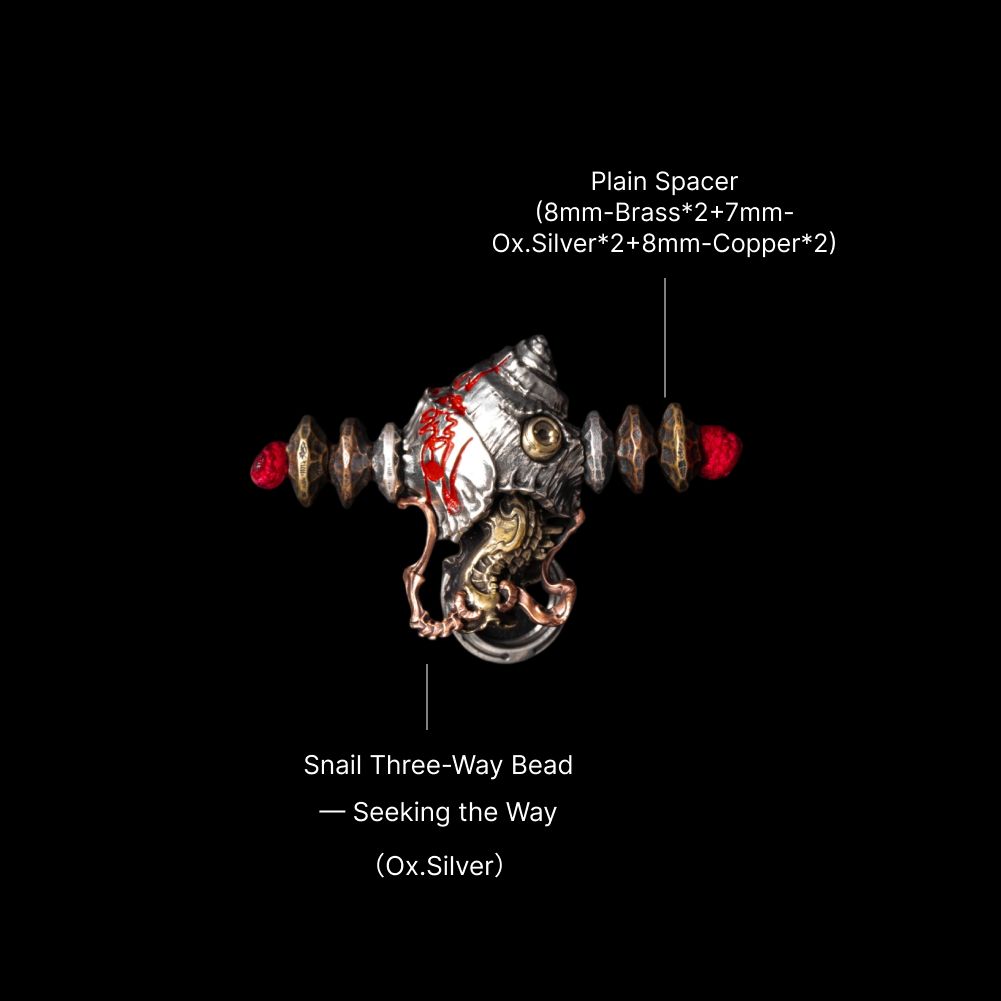 Snail Three-Way Bead - Seeking the Way - Oxidized Silver - With Neck Cord A