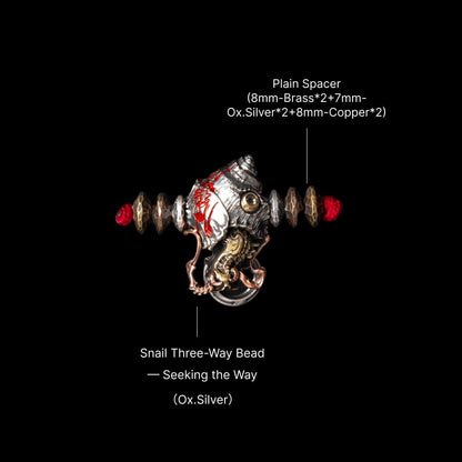 Snail Three-Way Bead - Seeking the Way - Oxidized Silver - With Neck Cord A