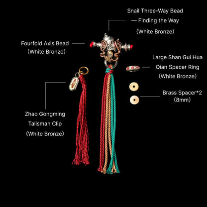 Snail Three-Way Bead - Finding the Way - White Bronze - With Tassel Cord C