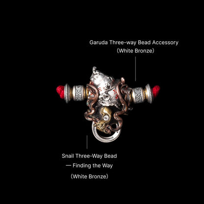 Snail Three-Way Bead - White Bronze - SKU detail view