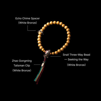 Snail Three-Way Bead - Seeking the Way - White Bronze - With Guardian Bead & Echo Chime