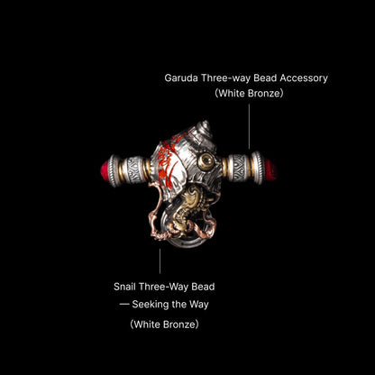 Snail Three-Way Bead - White Bronze - SKU detail view