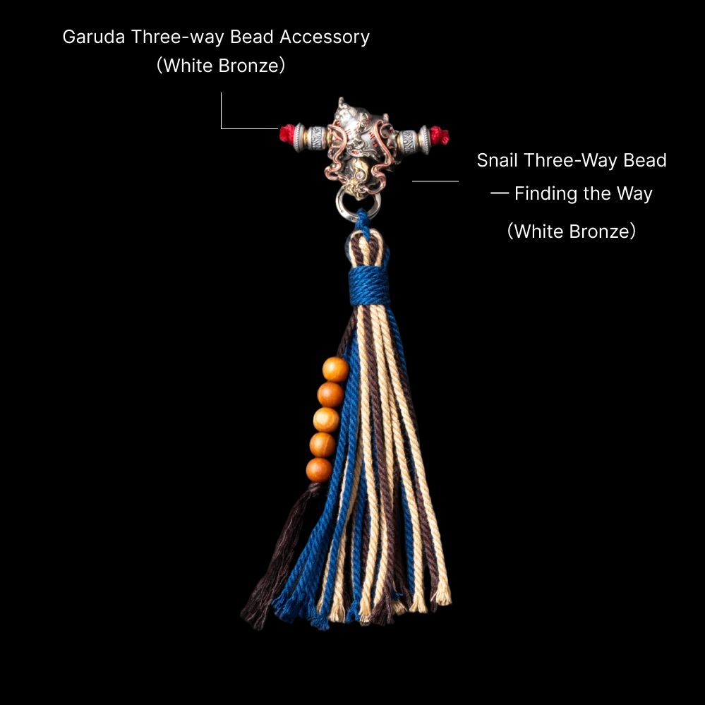 Snail Three-Way Bead - Finding the Way - White Bronze - With Garuda Swivel