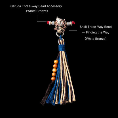 Snail Three-Way Bead - Finding the Way - White Bronze - With Garuda Swivel